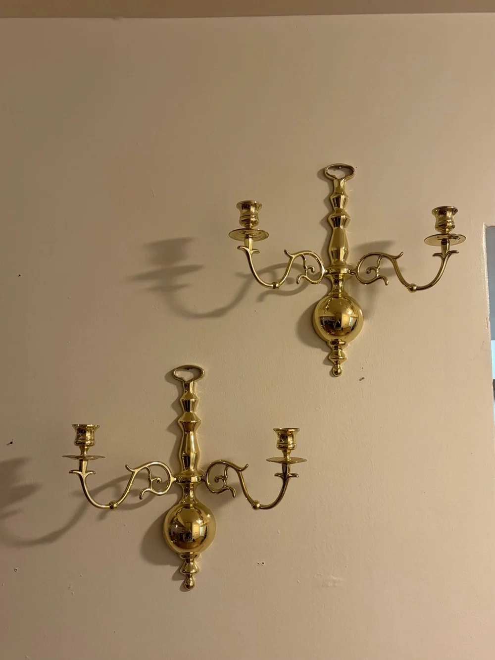 Brass Wall Sconce Pair - Polished Gold Home Wall Decor